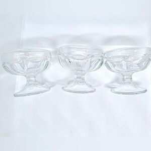 Vintage Clear Pressed Glass Sherbet Dessert Cups Set of 3 Swirl Panel